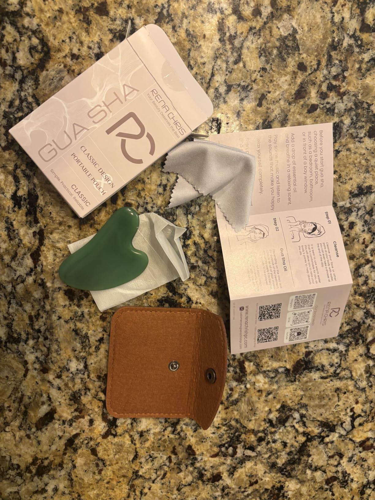Rena Chris Jade Stone Gua Sha Facial Tool - Green customer photo 2