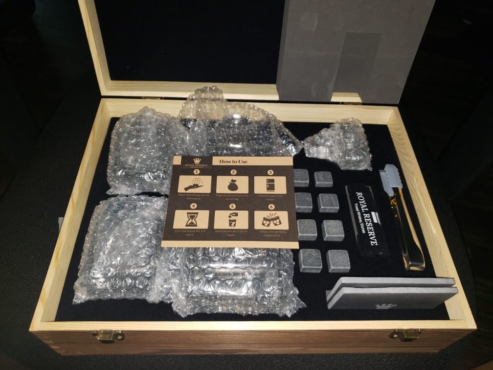 Whiskey Decanter Set for Men, Bourbon Decanter 24 oz with Glasses | Complete Gift with Chilling Stones, Coasters & Tongs customer photo 1