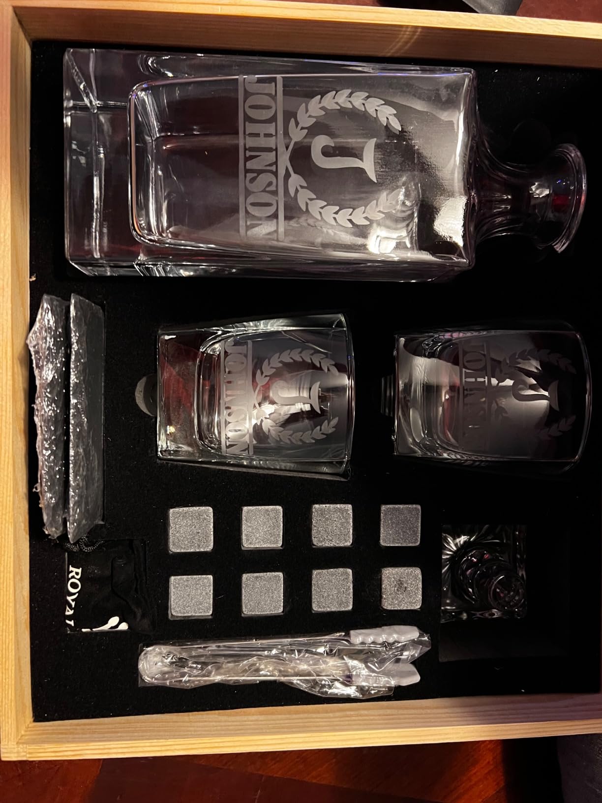 Whiskey Decanter Set for Men, Bourbon Decanter 24 oz with Glasses | Complete Gift with Chilling Stones, Coasters & Tongs customer photo 2