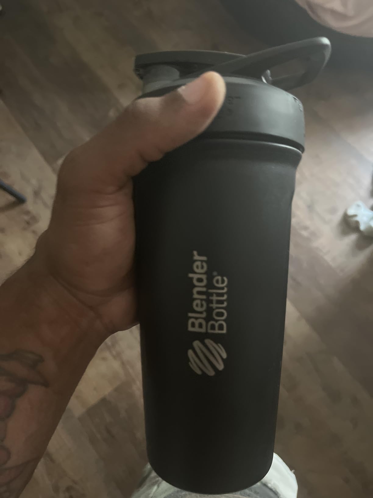 BlenderBottle Strada Shaker Cup Insulated Stainless Steel Water Bottle with Wire Whisk, 24-Ounce, Black customer photo 2