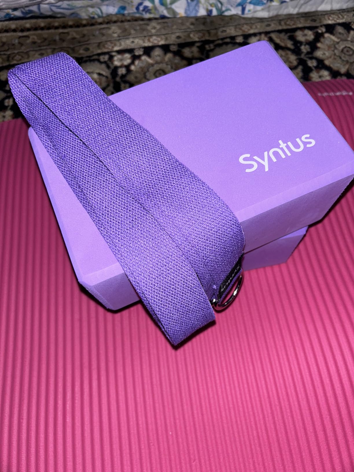 Syntus Yoga Block and Yoga Strap Set, Soft Non-Slip Yoga Blocks 9x6x4 inches, 8FT Metal D-Ring Strap for Yoga, General Fitness, Pilates, Stretching and Toning customer photo 2