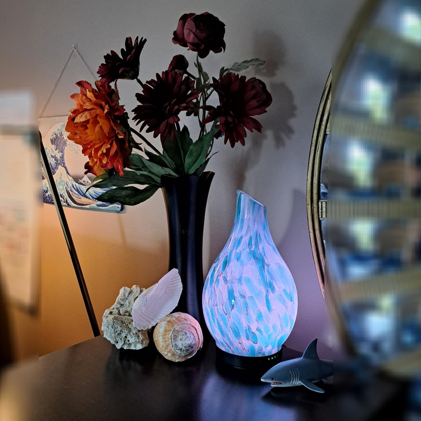 Aromatherapy Essential Oil Diffuser for Home - Art Glass Diffuser for Essential Oils with Waterless Auto Shut-Off 4 Timer 7 Colors LED Night Light for Home Office Decor Gifts for Women customer photo 2