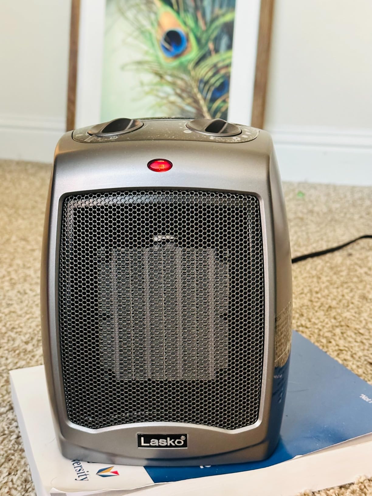 Lasko Portable Indoor Ceramic Space Heater - 9 inch - 754201 - Dark Gray, Electric, Tip-Over Safety Switch, Overheat Protection, Thermostat, 2 Heat Settings, 2 Speeds, Safe for Home, 1500W customer photo 2