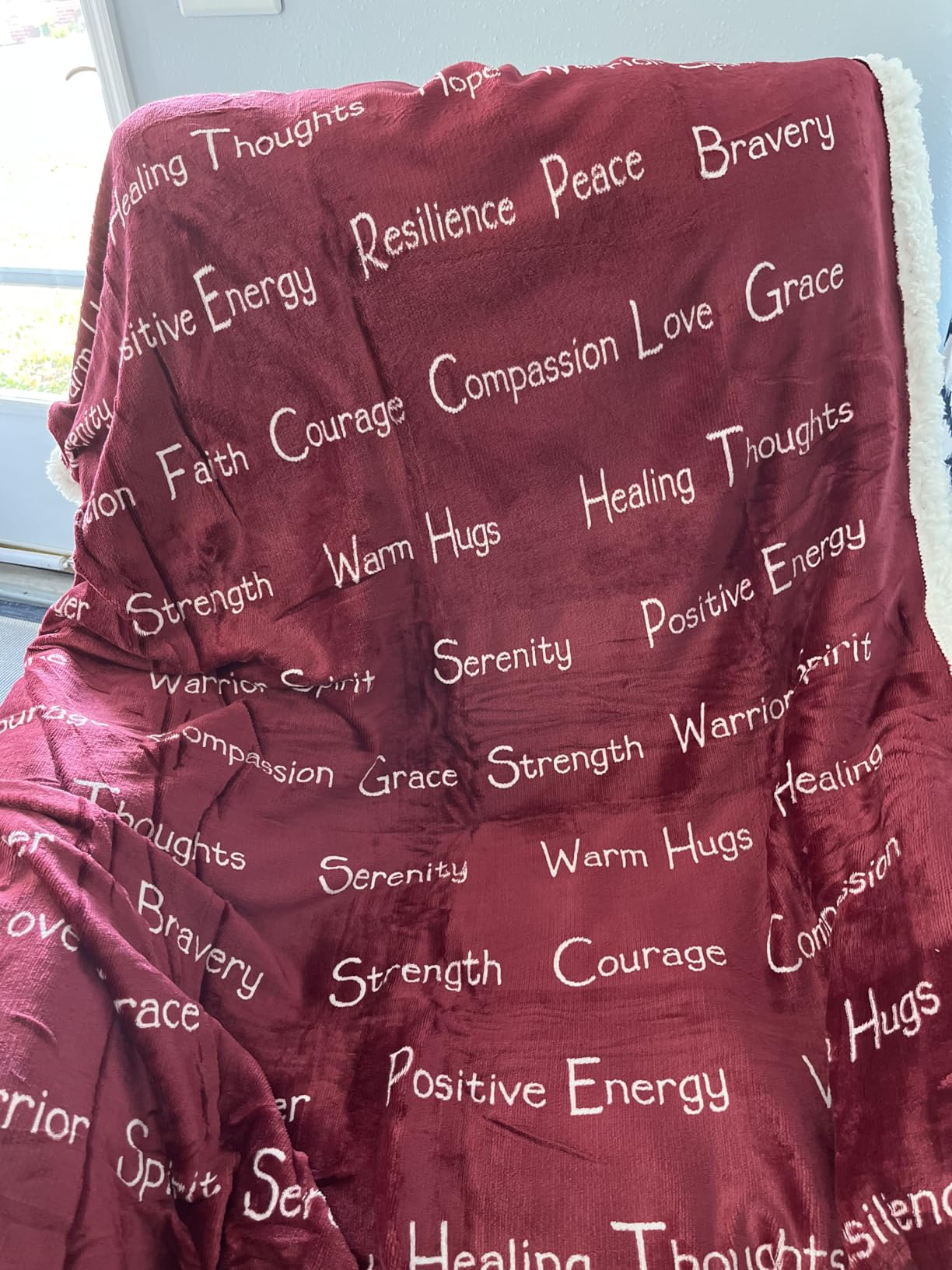 Compassion Blanket - Strength Courage Super Warm Hugs, Get Well Gift Blanket Plush Healing Thoughts Positive Energy Love & Hope, Cancer Support Gift for Women 50 x 65 (Pink) customer photo 1