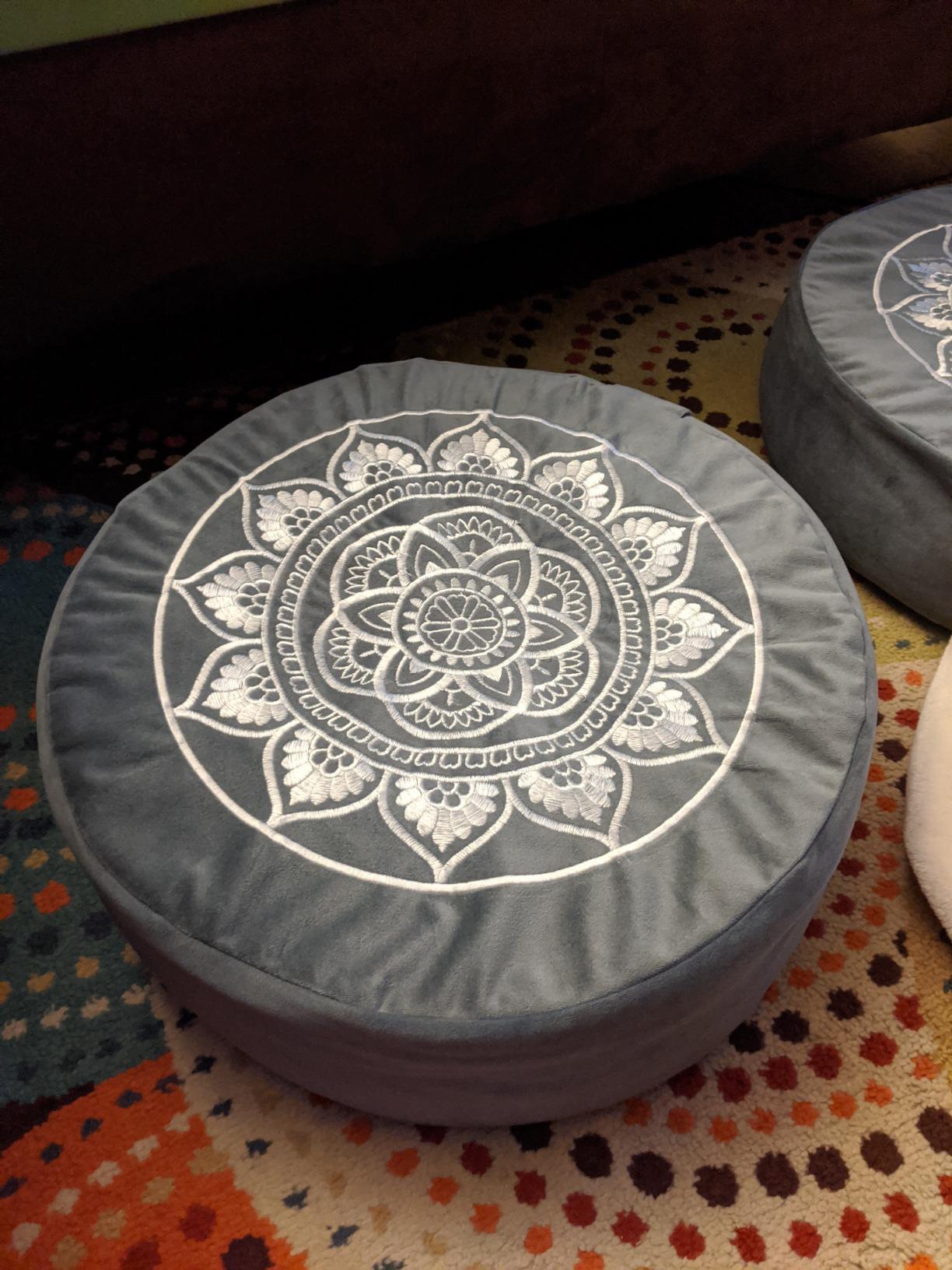 Florensi Meditation Cushion Velvet Floor Pillow with Buckwheat Fill - Buckwheat-filled meditation cushion with soft velvet cover for supportive seating during meditation and yoga customer photo 1
