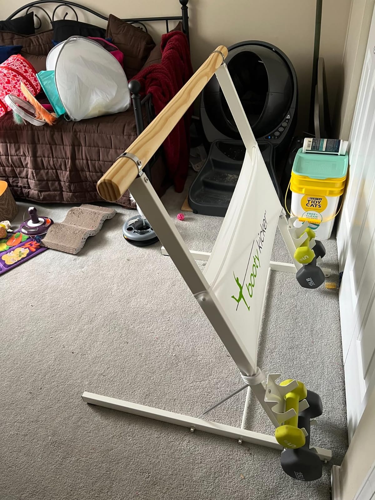 Portable Folding Exercise Bar for Barre, Balance and Ballet Home Workouts | Authentic Booty Kicker, Strong Freestanding Stable Design, Solid Steel and Wood Workout Equipment customer photo 2