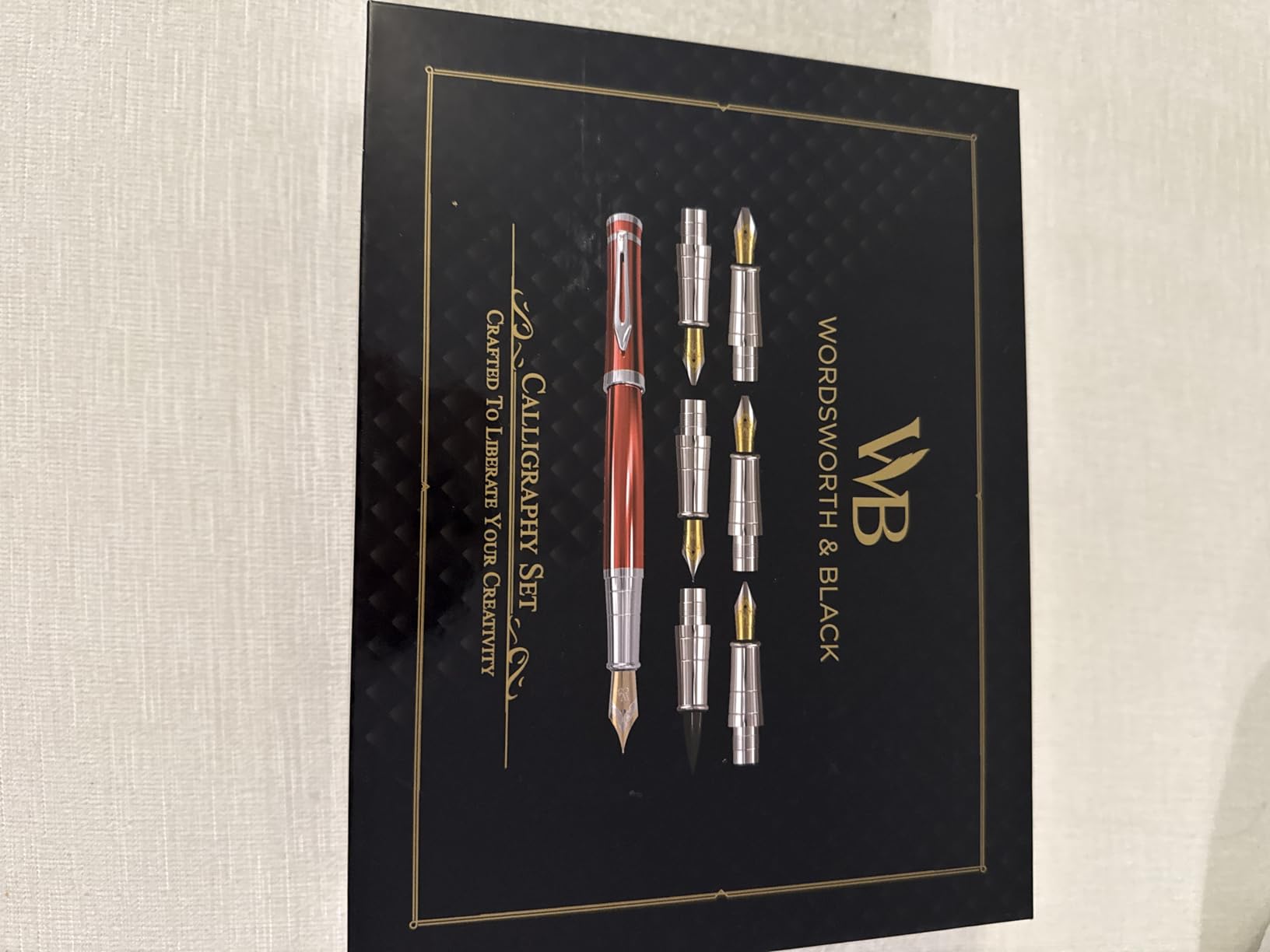 Wordsworth & Black Calligraphy Pen Gift Set, Includes Bottle, 6 Cartridges, Refill Converter, 6 Replacement Nibs, Premium Package, Journaling, Smooth Writing Pens [Black Gold] customer photo 1