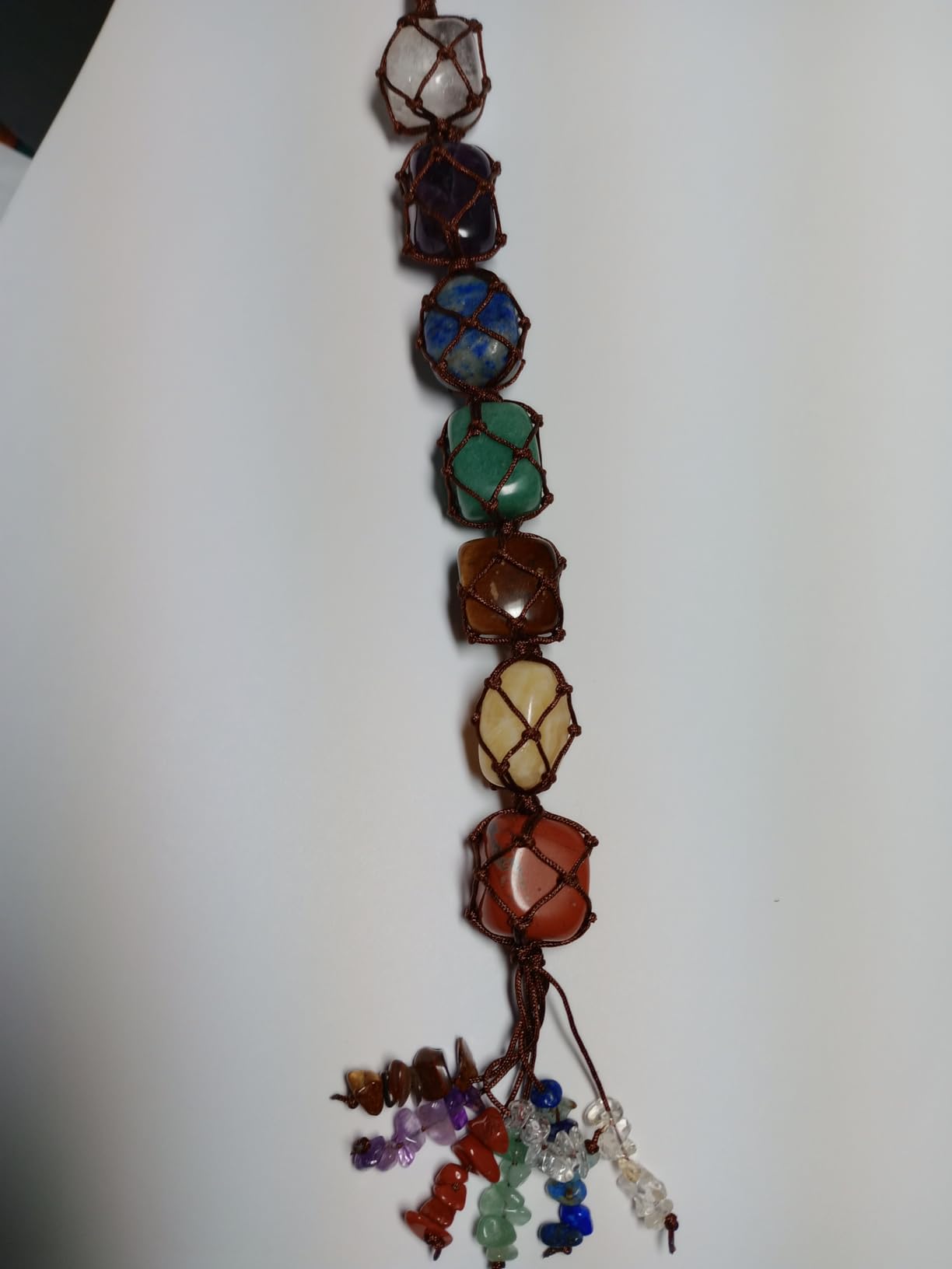 Tree of Life Chakra Stones Healing Crystals Feng Shui Hanging Ornament 7 Chakra Wall Ornaments Meditation Hanging Car Ornament Window Ornament for Home Decor Christmas Tree Decor customer photo 1