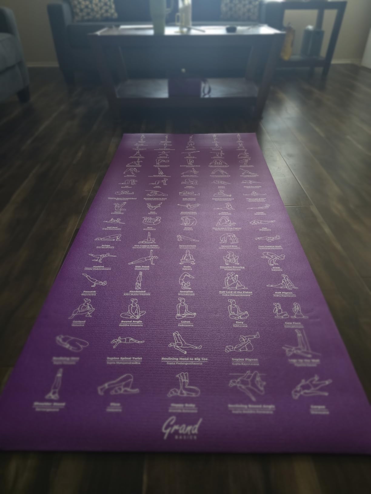 Instructional Yoga Mat with Carrying Strap: Cute Yoga Mat with 75 Illustrated Yoga Poses + 75 Easily-Followed Stretching Exercises - 1/4