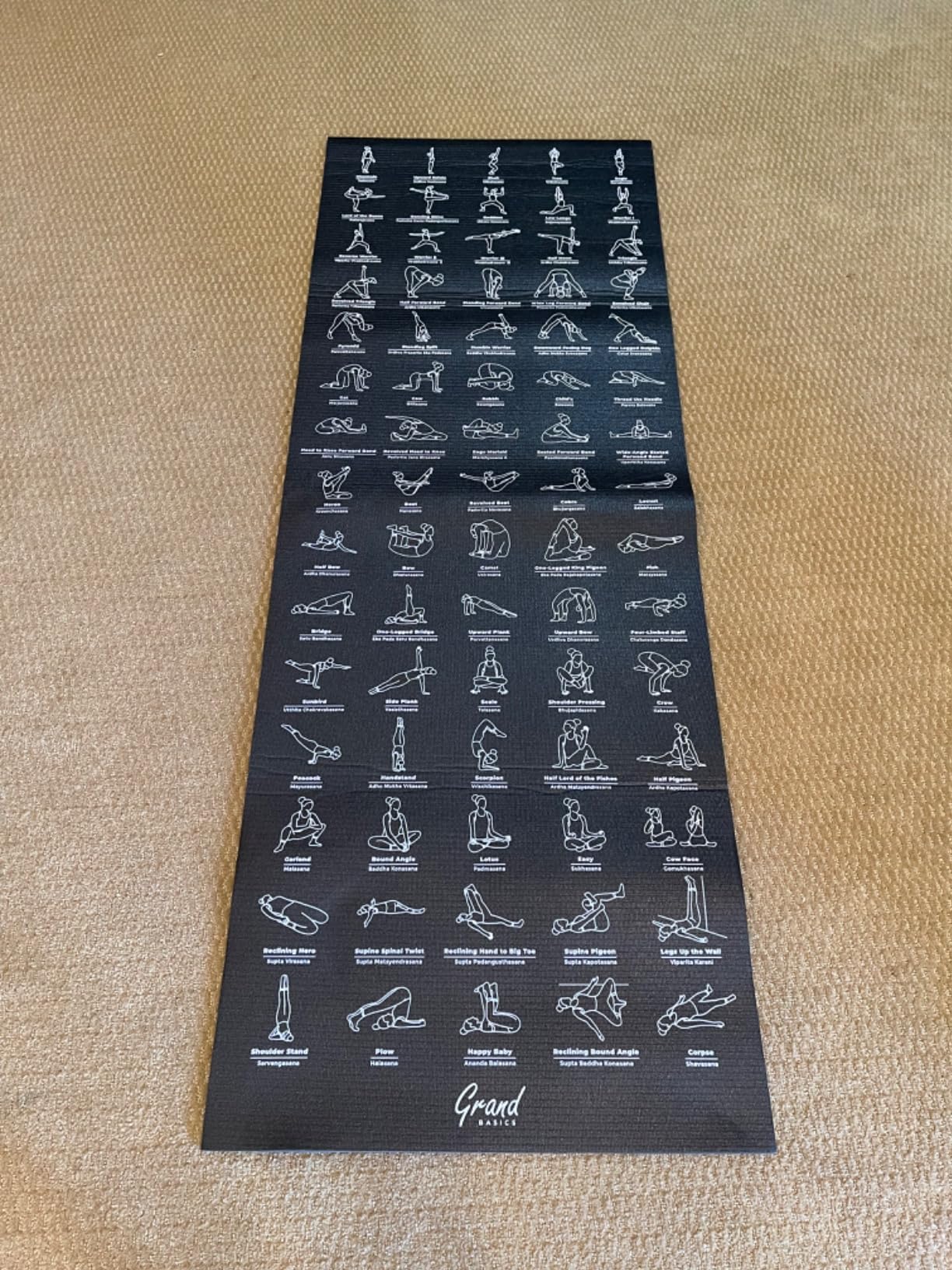 Instructional Yoga Mat with Carrying Strap: Cute Yoga Mat with 75 Illustrated Yoga Poses + 75 Easily-Followed Stretching Exercises - 1/4