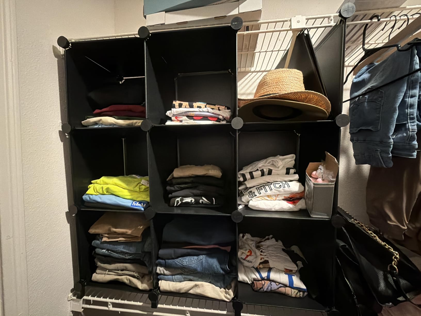 HOMIDEC Closet Organizers and Storage, 9 Cube Storage Organizer, Portable Closet Organizer Cubes Shelves for Clothes, Bedroom, Kids Room, Bathroom, Wardrobe, Garment Racks, Black customer photo 1