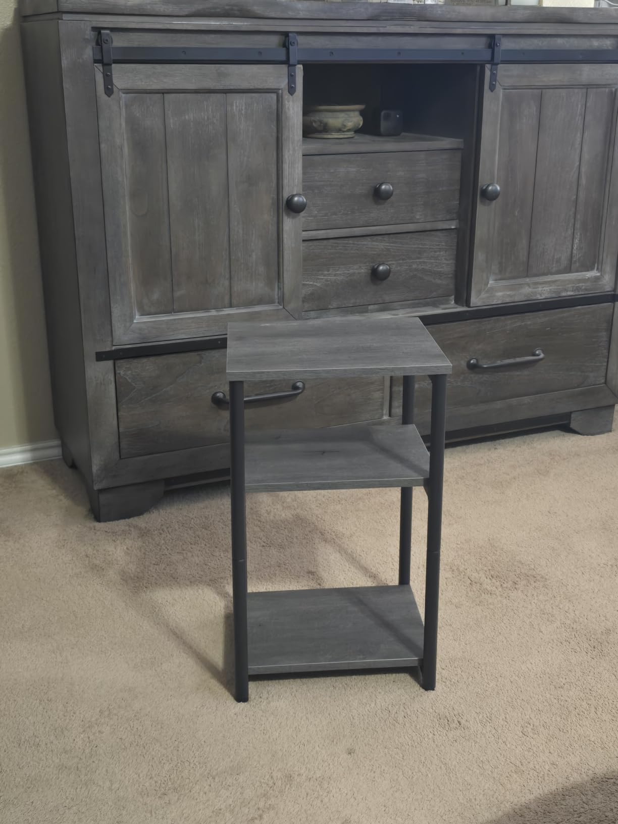 VASAGLE Side Table, Small End Table, Tall Nightstand, Steel Frame customer photo 2
