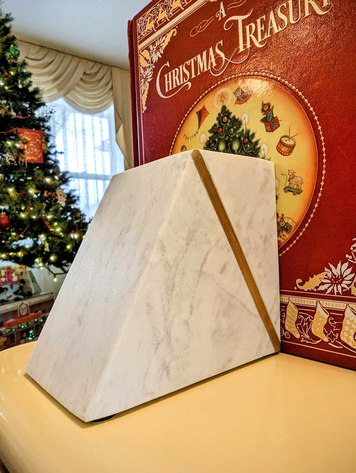 Cork & Mill Marble Bookends with Gold Brass, Grey and White, Set of 2 | Heavy Book Ends for Shelves, Solid Stone Bookshelf Decor, Decorative Stoppers with Non-Skid Base customer photo 2