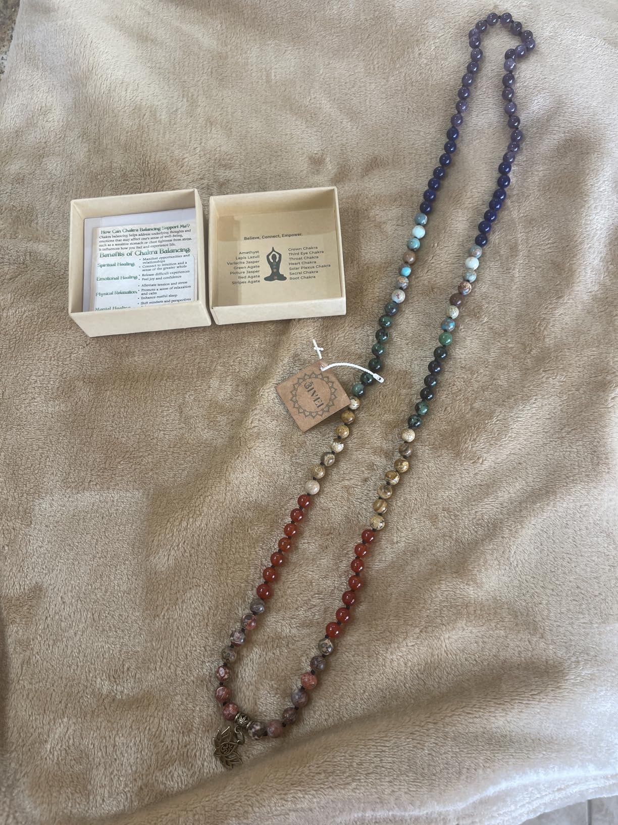 Bivei 7 Chakra 108 Mala Beads Bracelet Real Gemstone Yoga Meditation Hand Knotted Mala Prayer Bead Necklace customer photo 1
