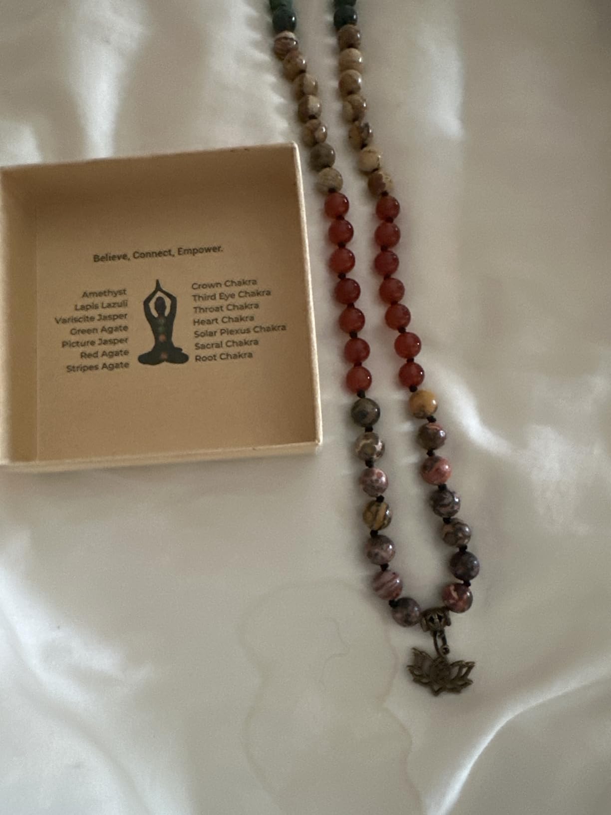 Bivei 7 Chakra 108 Mala Beads Bracelet Real Gemstone Yoga Meditation Hand Knotted Mala Prayer Bead Necklace customer photo 2