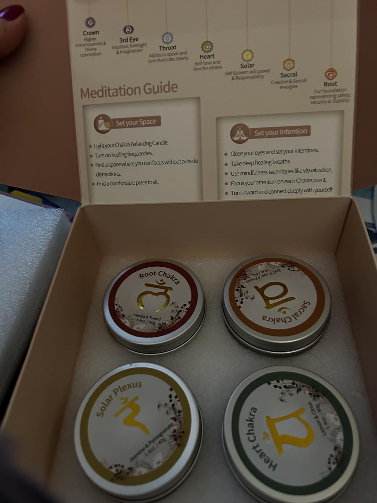 Chakra Candles Set of 7, Meditation Crystal Scented Candles Gift | Spiritual Healing Candles for Promotes Positive Energy, Yoga, Cleansing, Manifesting, Relaxation, Birthday Gifts for Women customer photo 2
