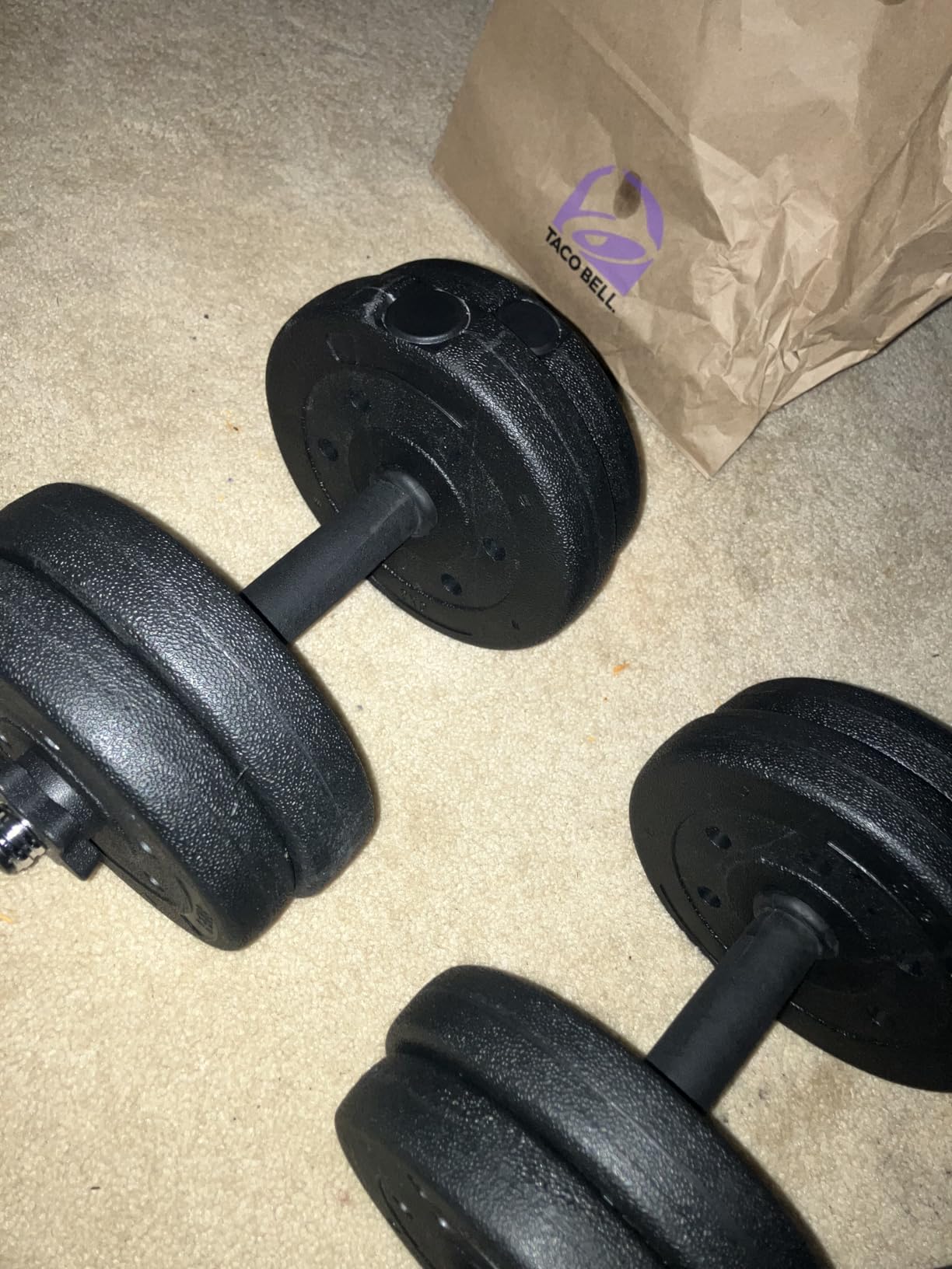 Yaheetech Adjustable Dumbbell Set Free Weights with Spinlock Collars, Black | Concrete-filled plastic plates, iron bar, non-slip grip; strong durability, easy weight adjustments for home gym beginners customer photo 1