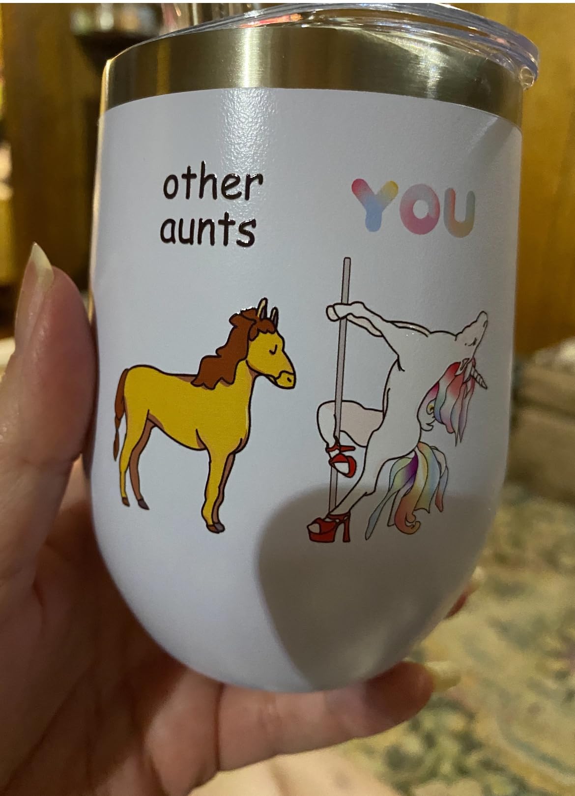 Crisky 40th Birthday Gifts for Women friends-40th bday gifts women-Funny Unicorn Wine Tumbler 12 OZ with Lid, Straw customer photo 1