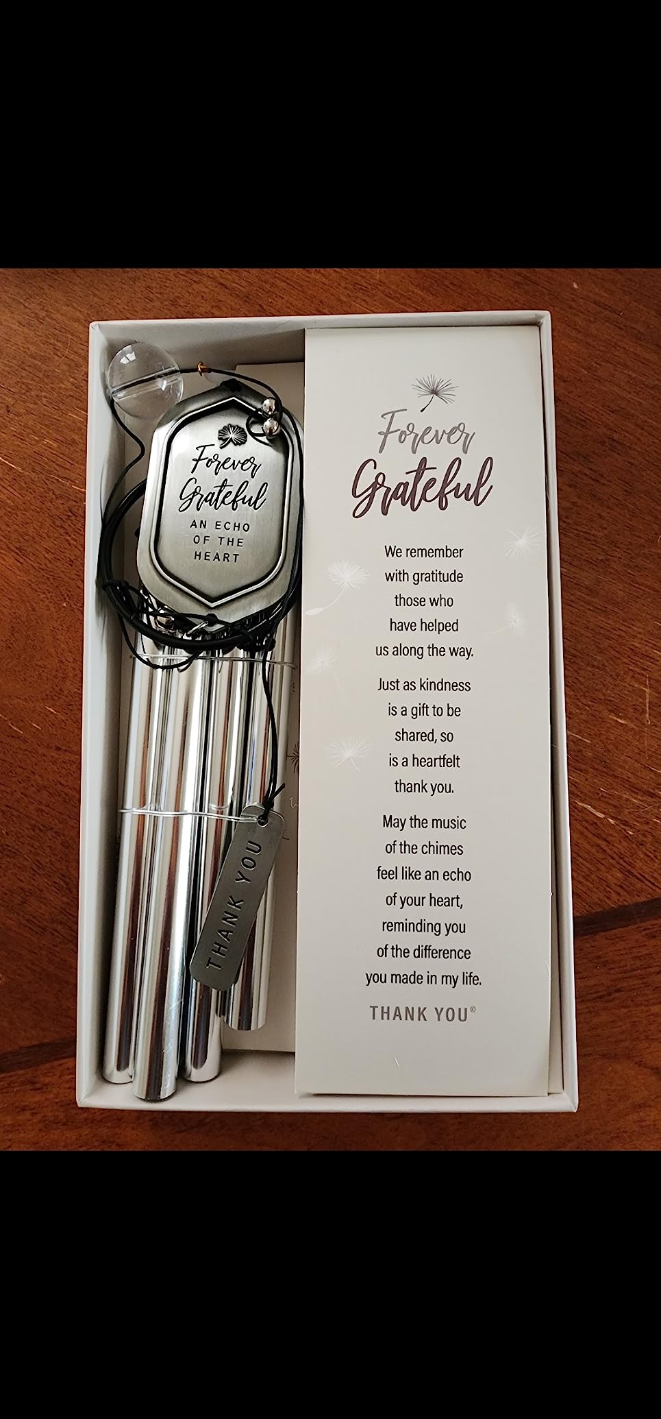 Forever Grateful Wind Chime with Engraved Thank You Message - Unique Gift of Gratitude/Appreciation Gift/Thank You Gift for Special Friend/Family/Coworkers/Teachers/Mentor customer photo 1