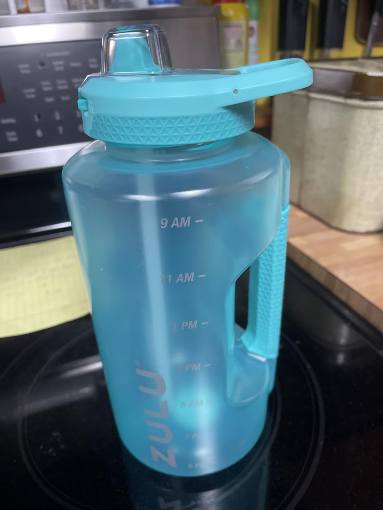 ZULU Goals 64oz BPA-Free Plastic Water Bottle with Time Markers, Grey | Half gallon leakproof water jug with time markers and locking straw lid. BPA-free, great for gym, work, and all-day hydration customer photo 1