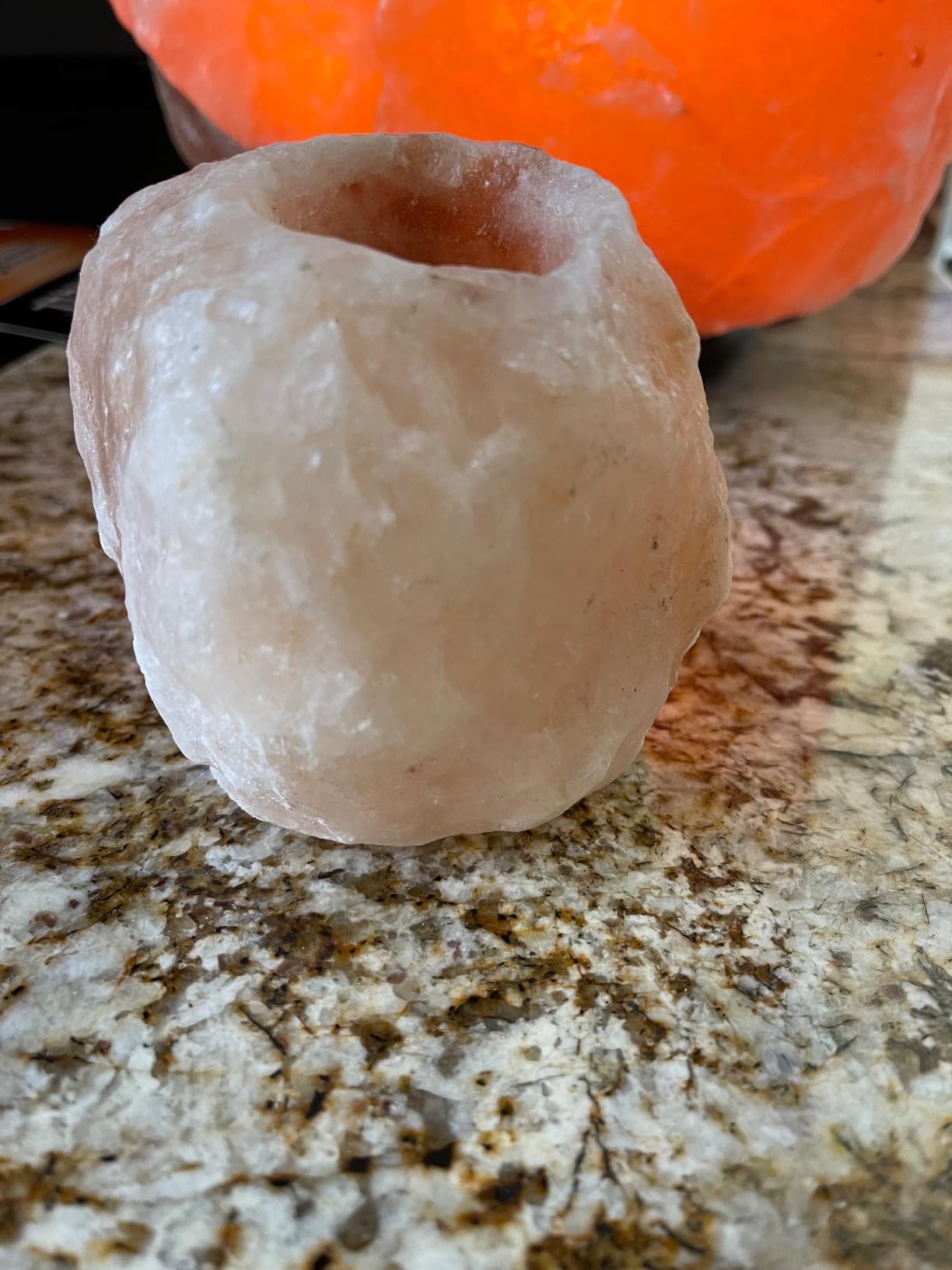 Pride of India Himalayan Pink Salt Tea Light Holder | Handcrafted Crystal Himalayan Rock Votive Candle Holder | Warm Amber Glow for Home Decor, Desk, Meditation & Yoga | Housewarming Gift customer photo 1