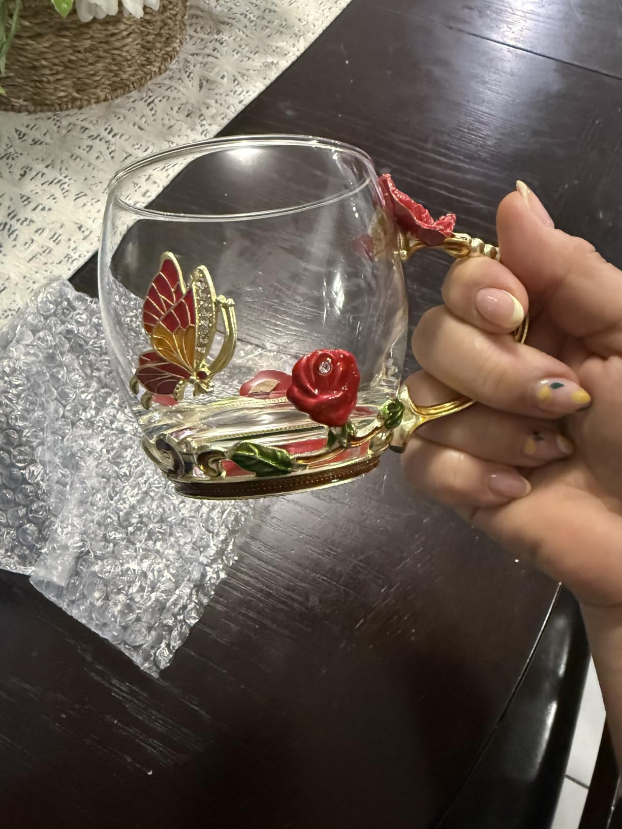 Tea Cup Glass Coffee Enamels Mug Gifts for Mom Women Christmas Birthday | Valentines Day for Her Girlfriend Wife, Mothers Day Gifts customer photo 1