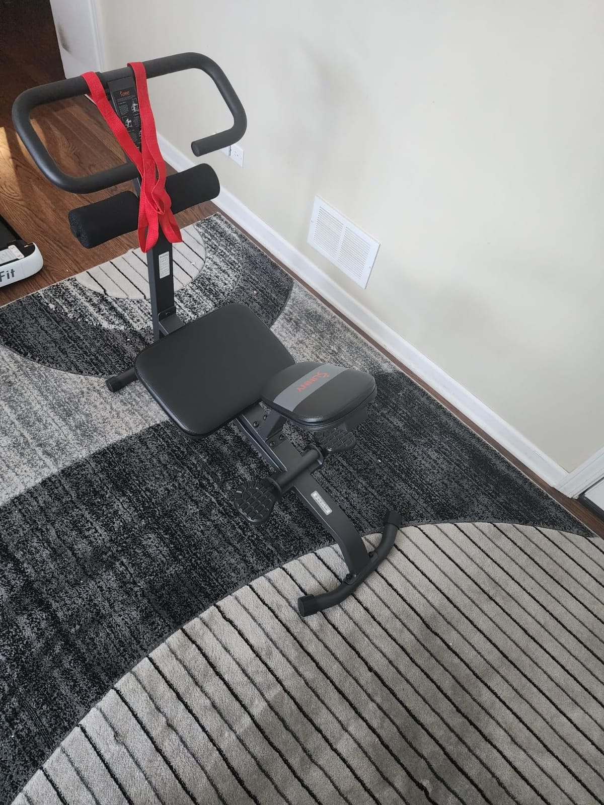 Sunny Health & Fitness Full Body Stretch Machine for Home Gym, Back Stretcher & Flexibility Trainer with Pivoting Seat, Foam Rollers, Safety Straps, Handlebar & SunnyFit App customer photo 1