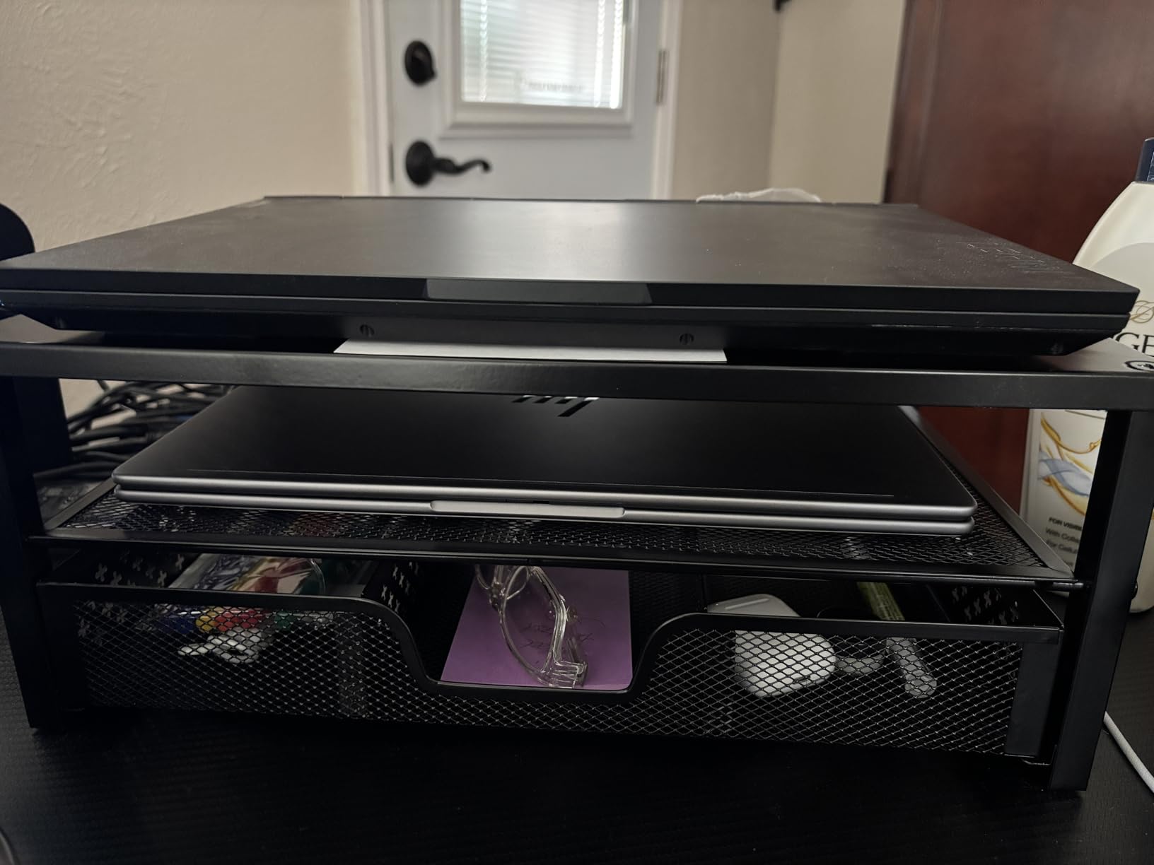 Simple Trending Metal Monitor Stand Riser and Computer Desk Organizer with Drawer for Laptop, Computer, iMac (Black) customer photo 2