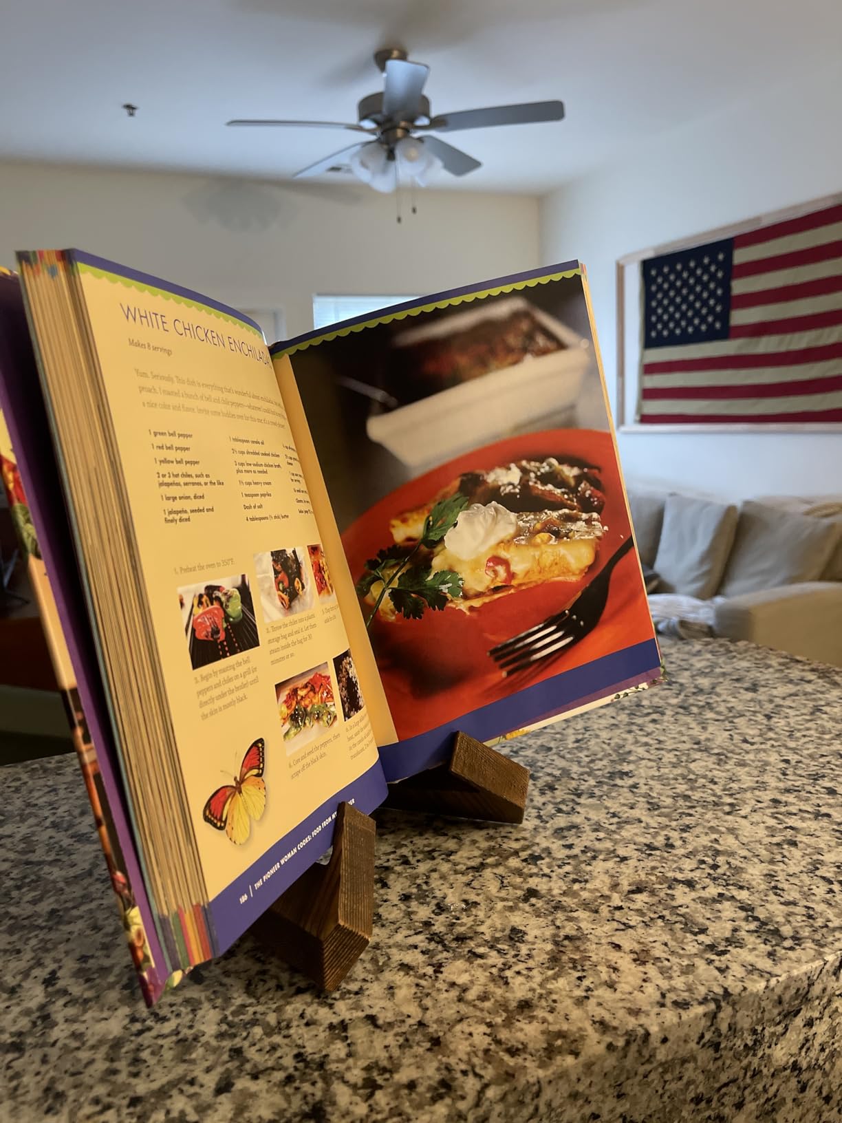 PUERSI Cookbook Stand for Kitchen, Recipe Book Holder for Kitchen Counter | Wooden Cookbook Holder, Rustic Cook Book Holder Stand - Rustic Brown - 1 Set customer photo 1