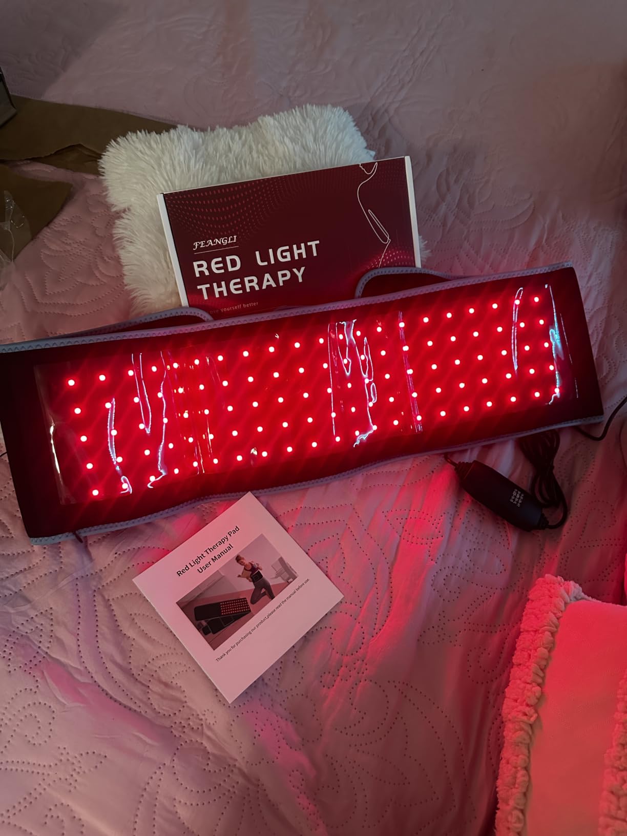Red Light Therapy, Infrared Light Therapy for Body Waist Back Shoulder Leg Knee Muscle Relief, LED 3 Chips in 1 660nm 850nm Wearable Large Red Light Belt with Timer Remote, Ideal Gift for Woman Man customer photo 1