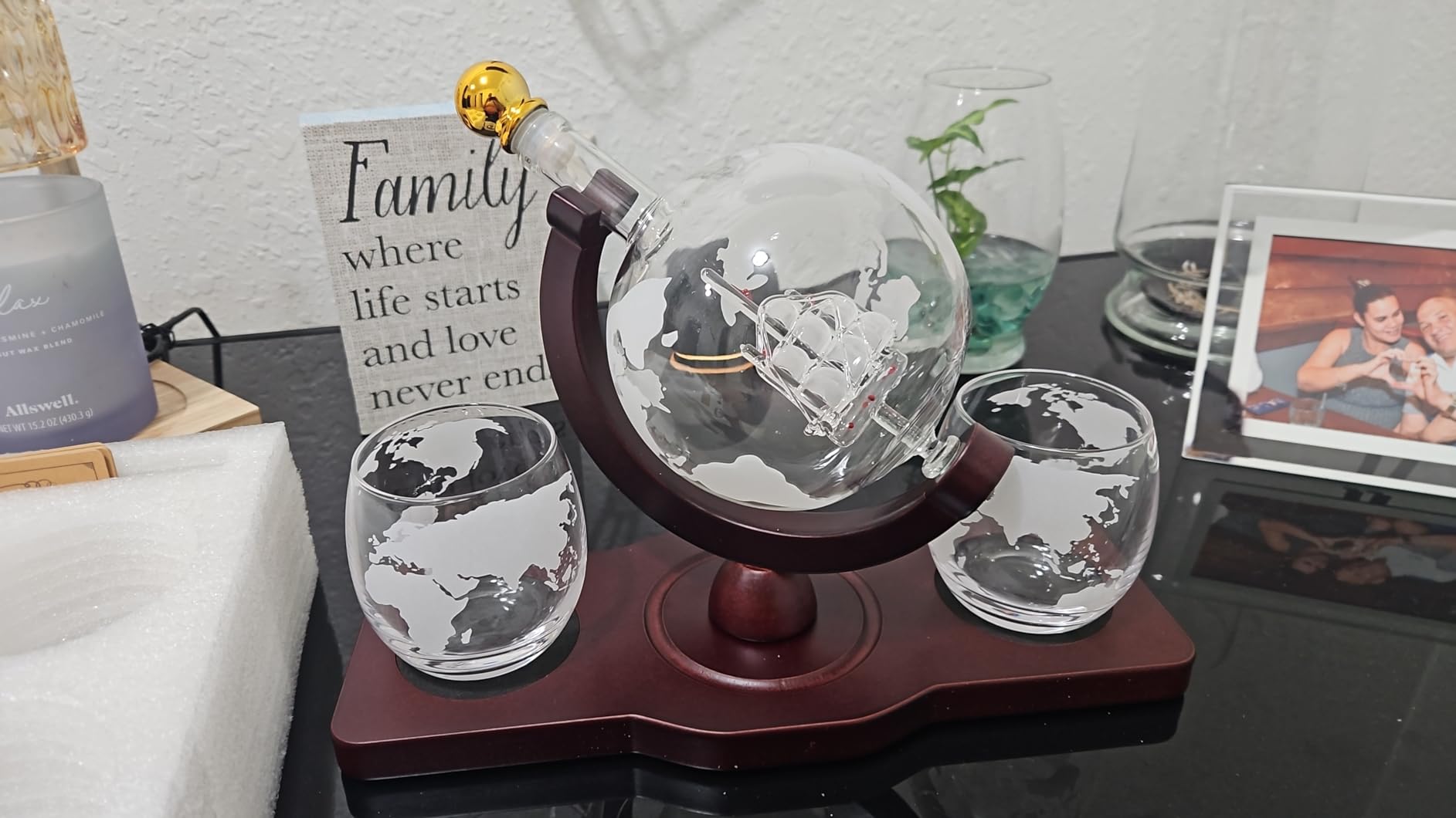 PONPUR Gifts for Men Dad Fathers Day, Whiskey Decanter Globe Set with 2 Ball Stones & 2 Glasses, Anniversary Birthday Gifts for Him Husband Boyfriend Brother customer photo 1