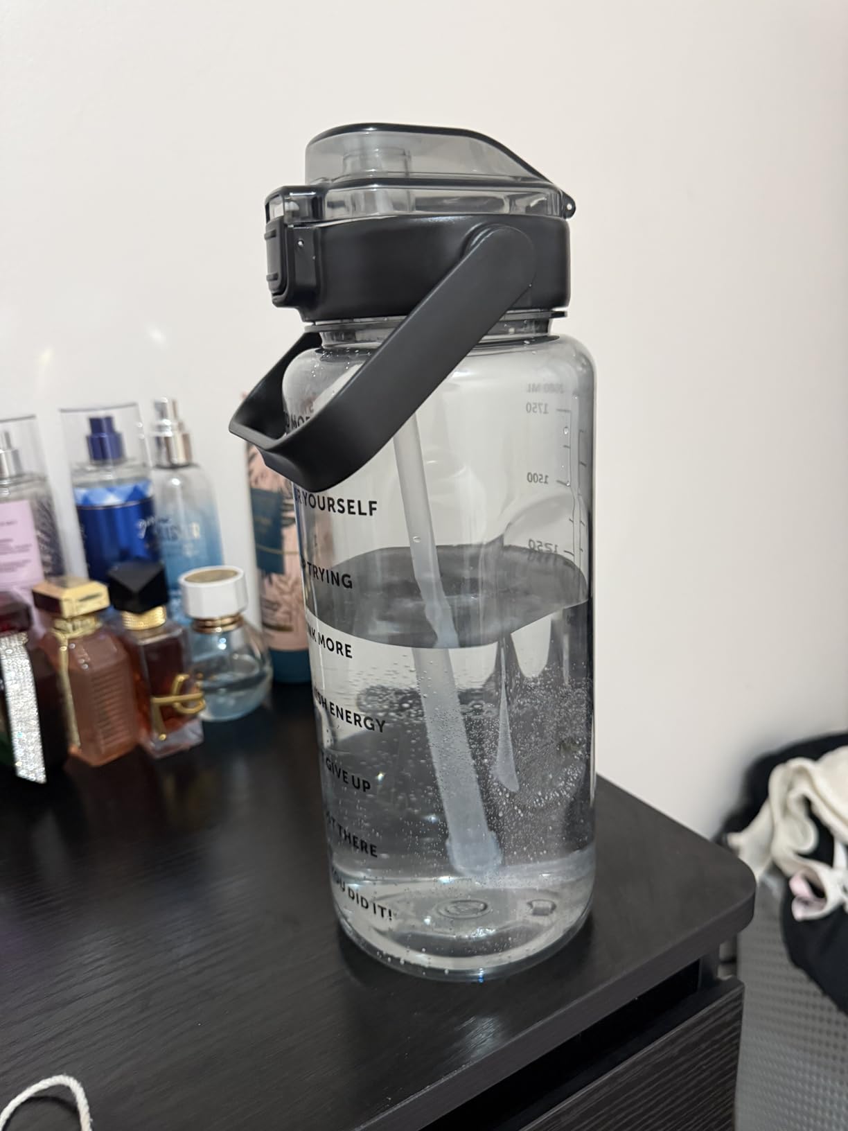 Half Gallon Water Bottle with Sleeve, 64OZ Motivational Water Bottle | Water Jug with Straw, Time Marker, BPA Free, Leakproof, Gym Water Bottle for Sport Workout customer photo 1