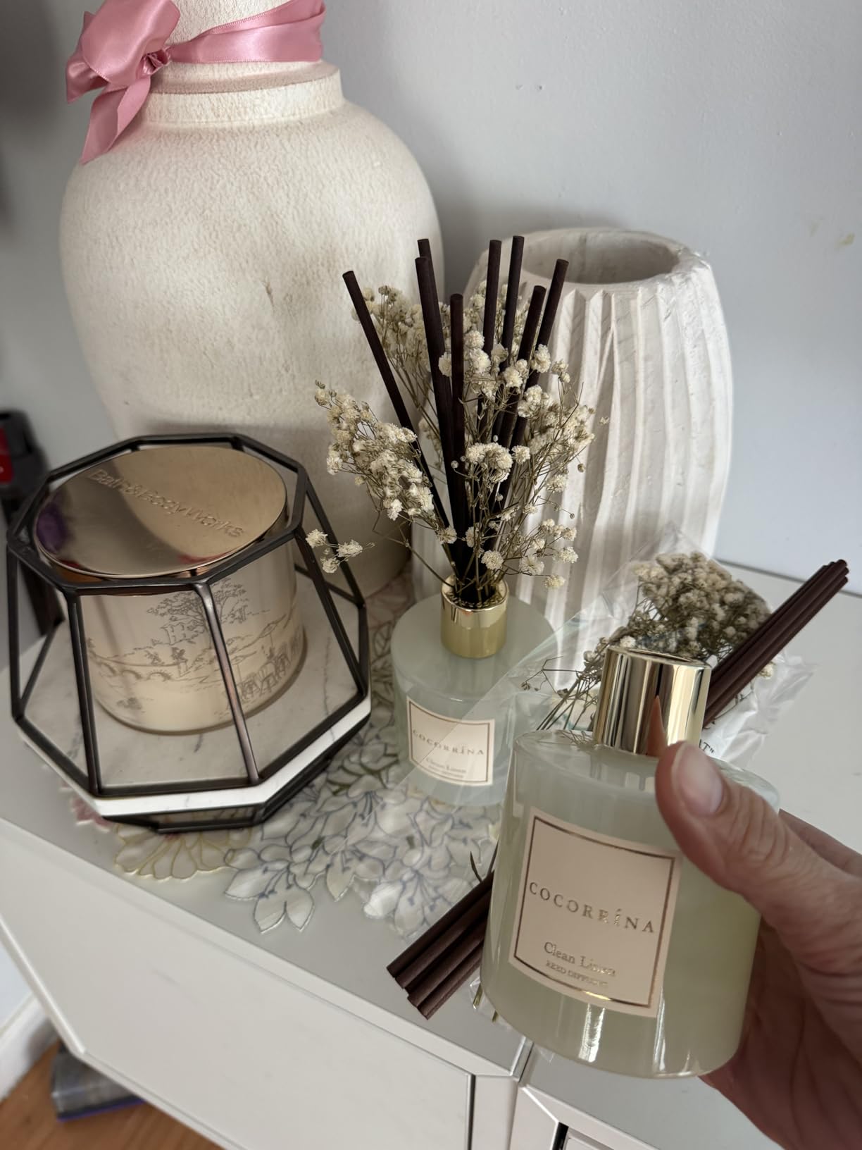 Cocorrína Reed Diffuser Set, Clean Linen 6.7 fl oz Scented Diffuser with Sticks Home Fragrance Reed Diffuser for Bathroom Shelf Decor customer photo 1