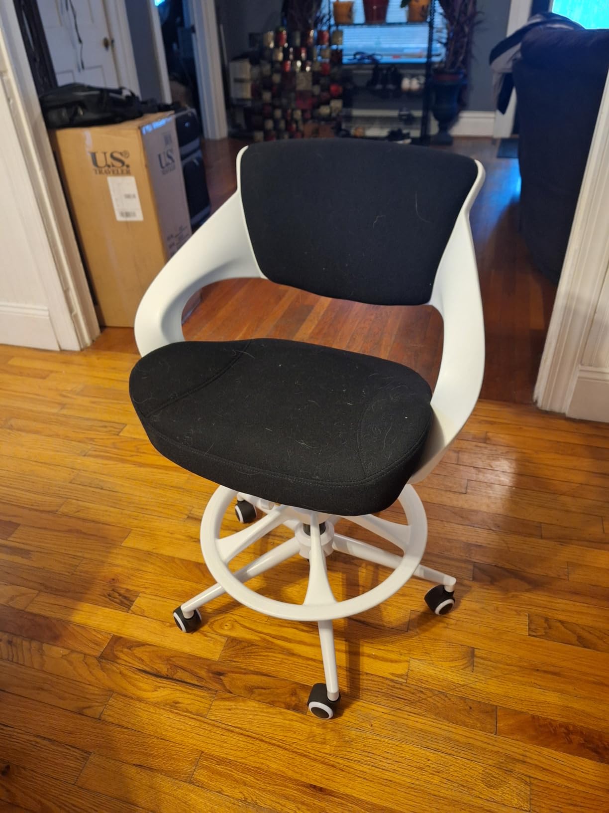 Ergonomic Drafting Chair,Standing Computer Desk Chair,Foot Ring,Lumbar Support,Swivel Task Chair -Grey customer photo 2