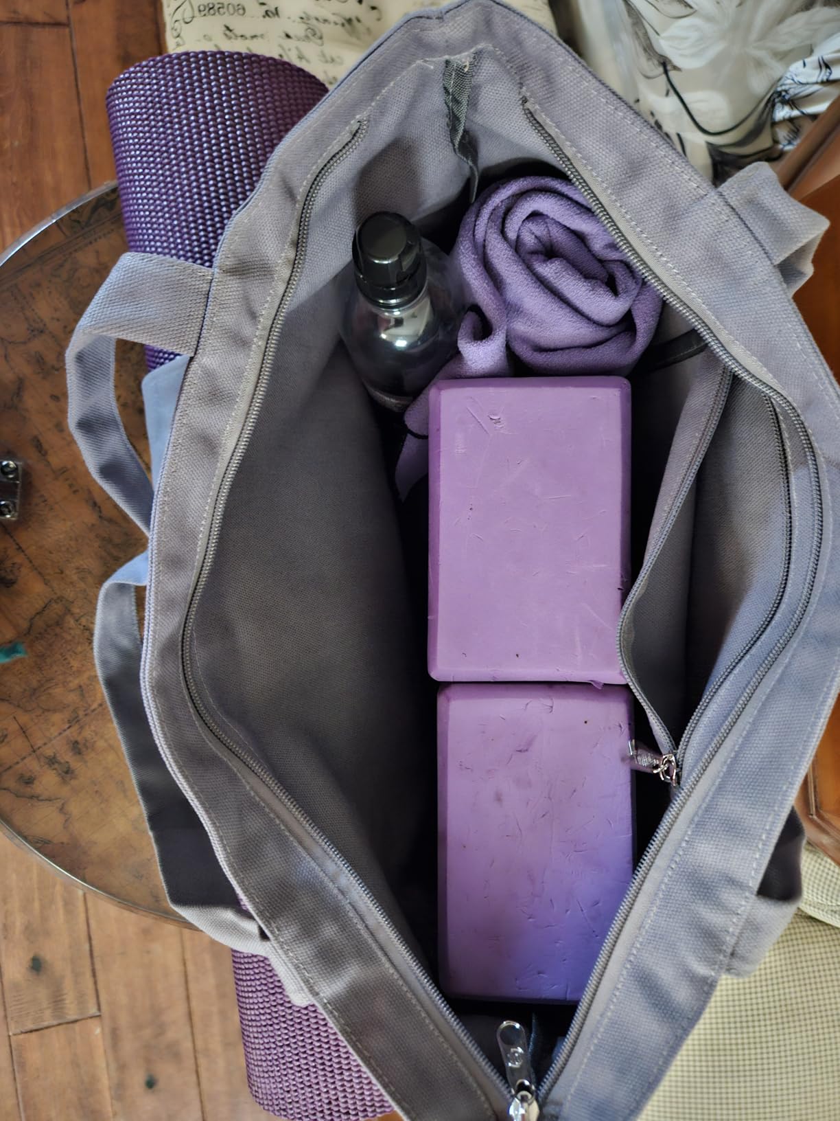 WLLWOO Yoga Mat Carrier Bag for Women Canvas Carryall Tote Gym Pilates | Large Holder Zipper Shoulder for Beach Travel Workout Fitness Office customer photo 1