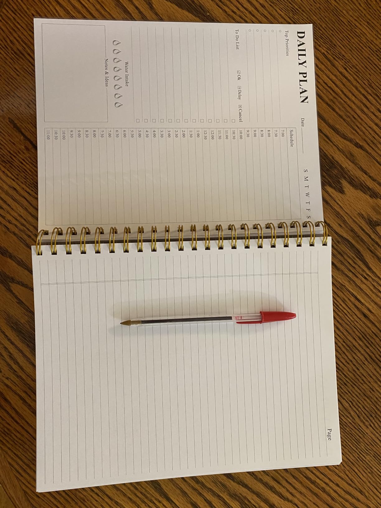 Daily Planner Undated - A4 To Do List Notebook Hourly Schedules, Spiral Appointment Planner for Women and Men, PVC Hardcover, Inner Pocket, Elastic Closure, 8.5