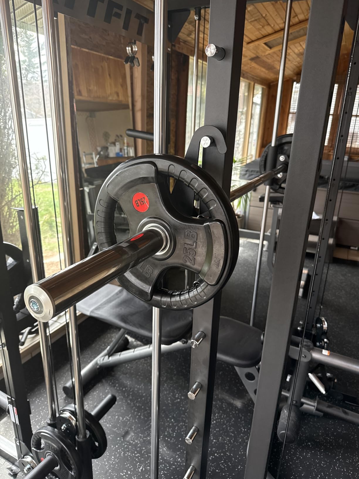 Gikpal Olympic Weight Plates, 2-Inch Three-Grip Rubber Coated Barbell Plates with Steel Hub, Cast Iron Weights for Strength Training & Home Gym, Pair or Sets (2.5-45LB) customer photo 2