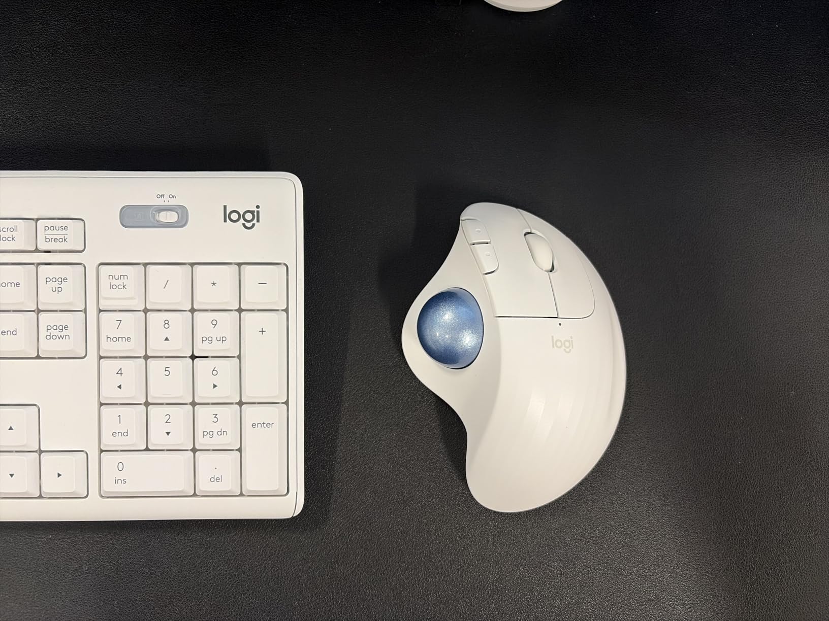 Logitech Ergo M575S Wireless Trackball Mouse, Wireless Ergonomic Mouse with Bluetooth and Encrypted Dongle, Comfortable Thumb Control, Precise and Smooth Tracking, for PC/Mac - Graphite Blue Ball customer photo 1