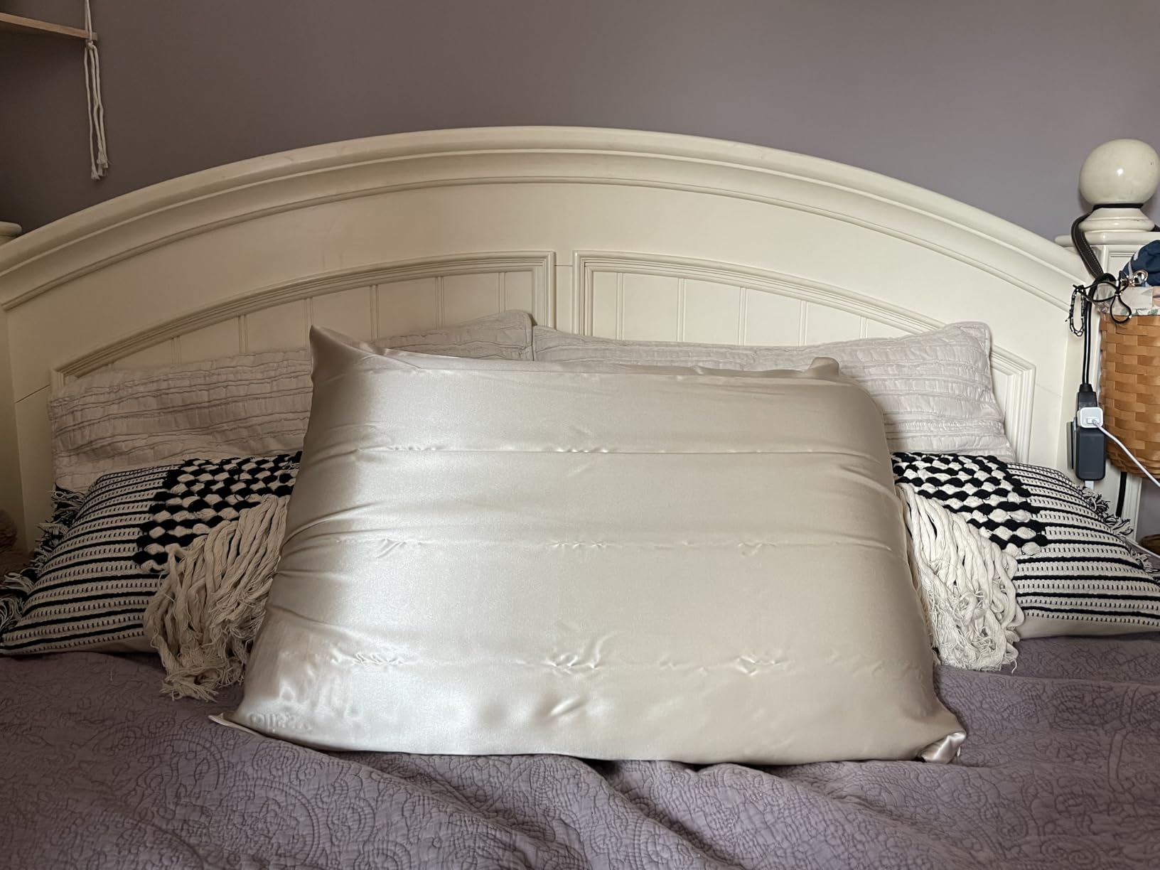 Blissy Silk Pillowcase - 100% Pure Mulberry Silk - 22 Momme 6A High-Grade Fibers - Silk Pillow Cover for Hair & Skin - Regular, Queen & King (Blissy White, Standard) customer photo 1