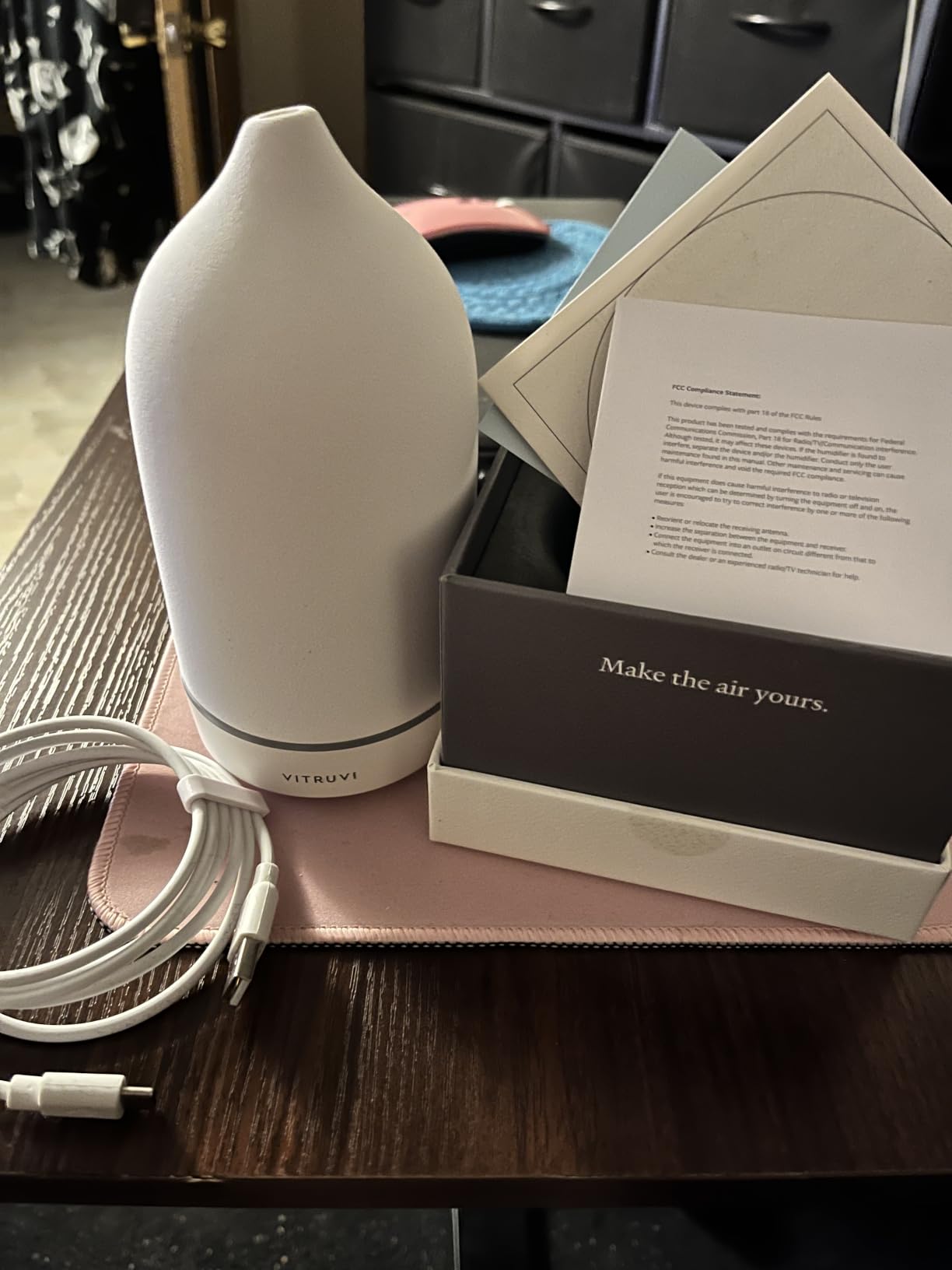 Vitruvi Stone Diffuser, Ceramic Ultrasonic Essential Oil Diffuser for Aromatherapy | Ceramic Diffuser, Diffusers for Home, Oil Diffuser, Housewarming Gift, Original Diffuser | White, 90ml Capacity customer photo 1