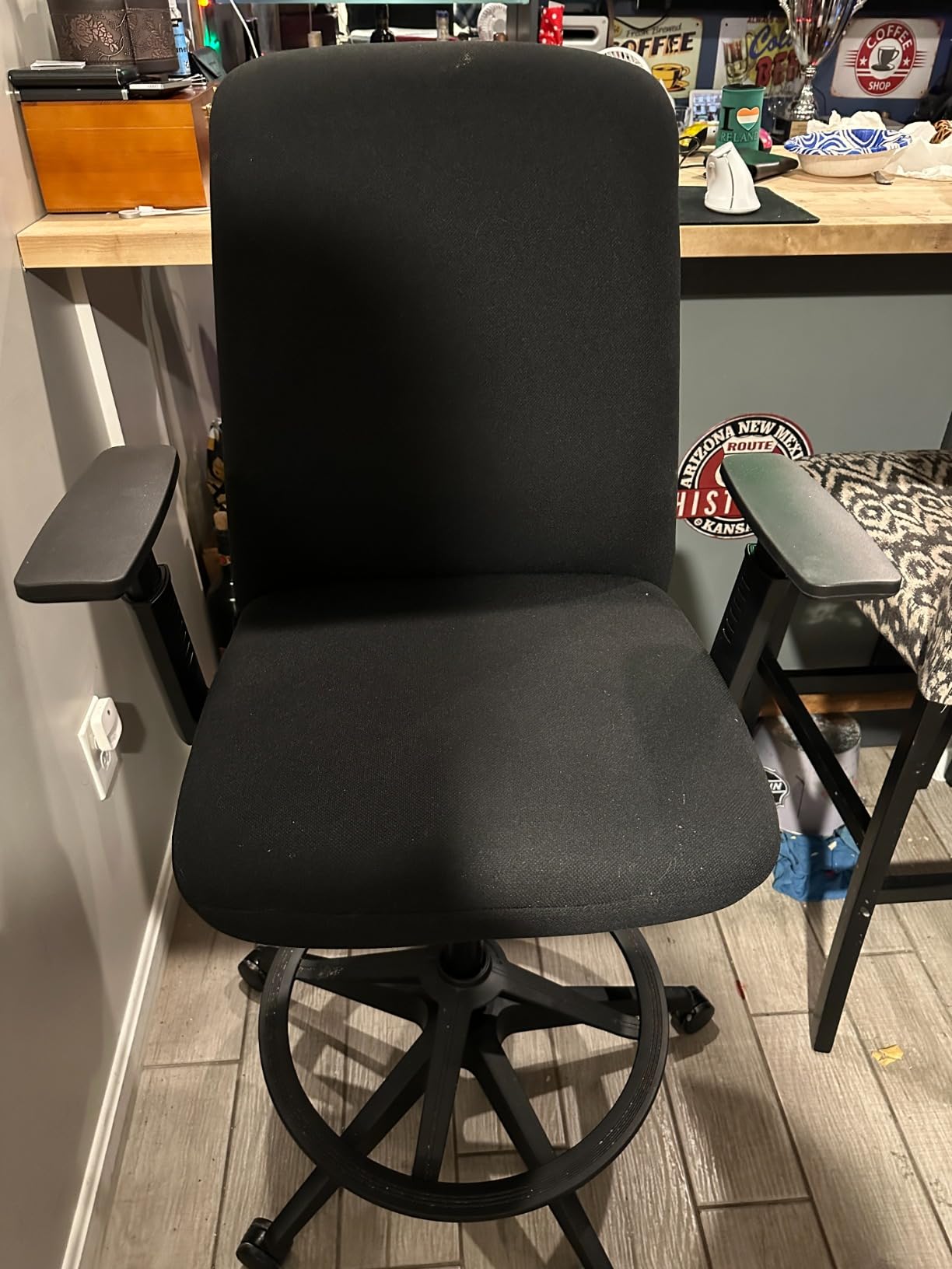 COLAMY High Back Executive Office Chair - Padded Leather Ergonomic Computer Desk Chair with Inflatable Lumbar Support & Flip-Up Arms, Adjustable Tilt Lock Swivel Task Chair for Home Office, Black customer photo 1