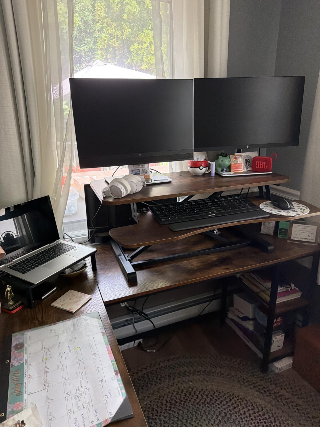 VIVO 28 inch Desk Converter, K Series, Height Adjustable Sit to Stand Riser, Dual Monitor and Laptop Workstation with Keyboard Tray, Black, DESK-V028KB customer photo 1