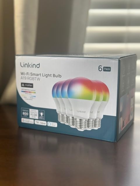 Linkind Matter Smart Light Bulbs, Work with Apple Home, Alexa, Siri, Google | Matter-enabled Direct Connect, LED Color Changing Light Bulbs, Mood Lighting, Music Sync, A19 E26 60W 800LM 2.4G WiFi, 6 Pack customer photo 2