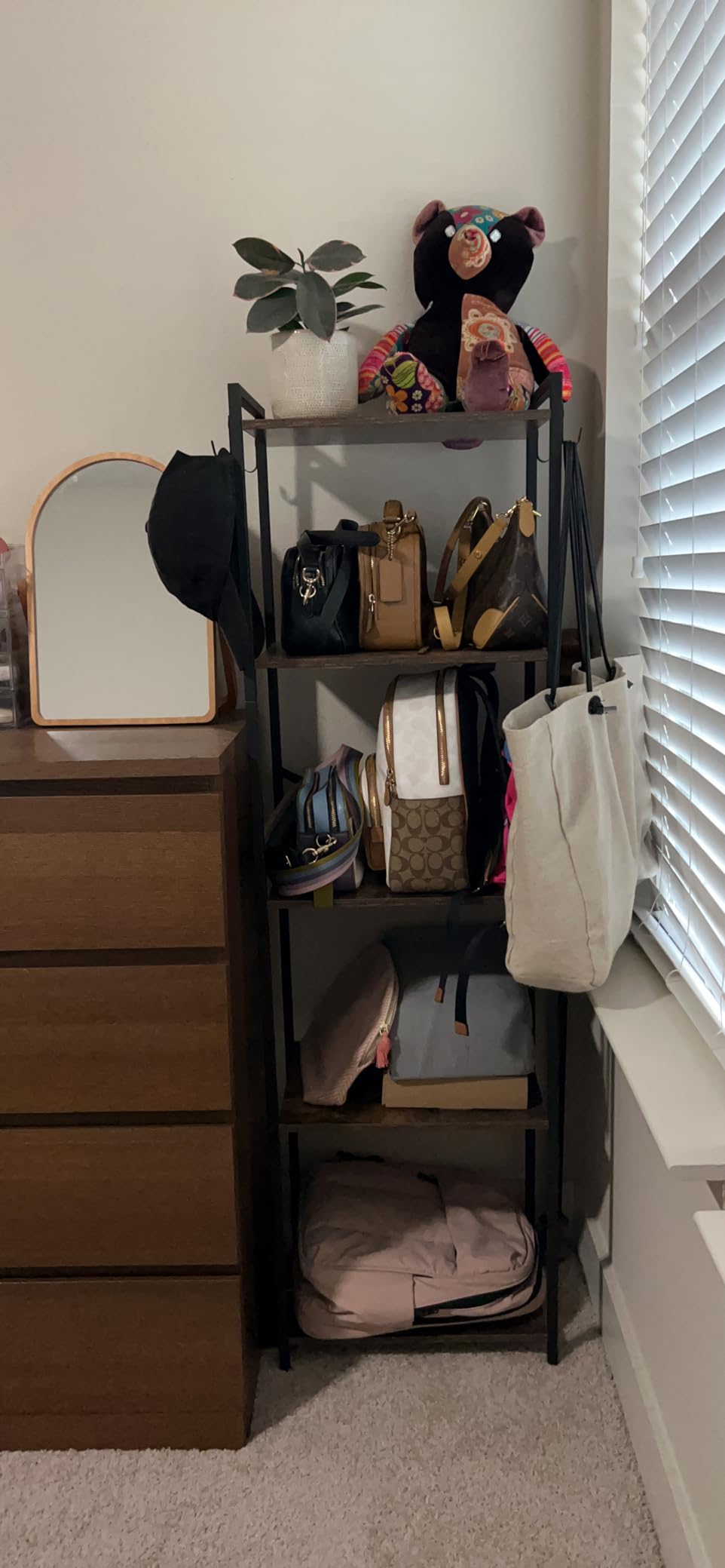 YMYNY Bookcase, 4-Tier Narrow Ladder Bookshelf, Freestanding Shelving Unit, Multifunctional Storage Rack, for Home Office Living Room Bedroom Kitchen, Plant Stand, Rustic Brown, 44*16.9*11.4