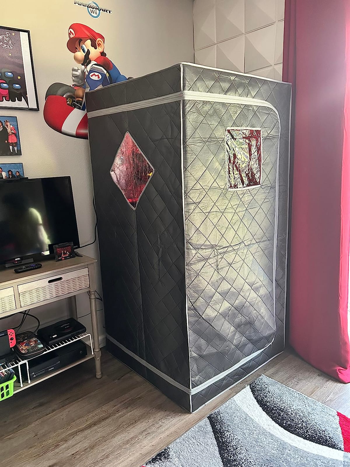 Full Size Portable Personal Infrared Sauna for Home, Personal Home Spa Tent with Remote Control, Heating Foot Pad, Foldable Reinforced Chair (Grey, L33.8 x W 33.8 x H 66.5 inches) customer photo 1