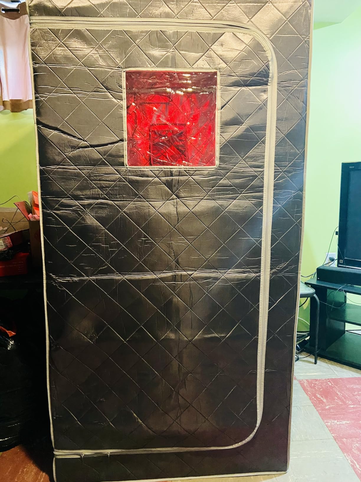 Full Size Portable Personal Infrared Sauna for Home, Personal Home Spa Tent with Remote Control, Heating Foot Pad, Foldable Reinforced Chair (Grey, L33.8 x W 33.8 x H 66.5 inches) customer photo 2