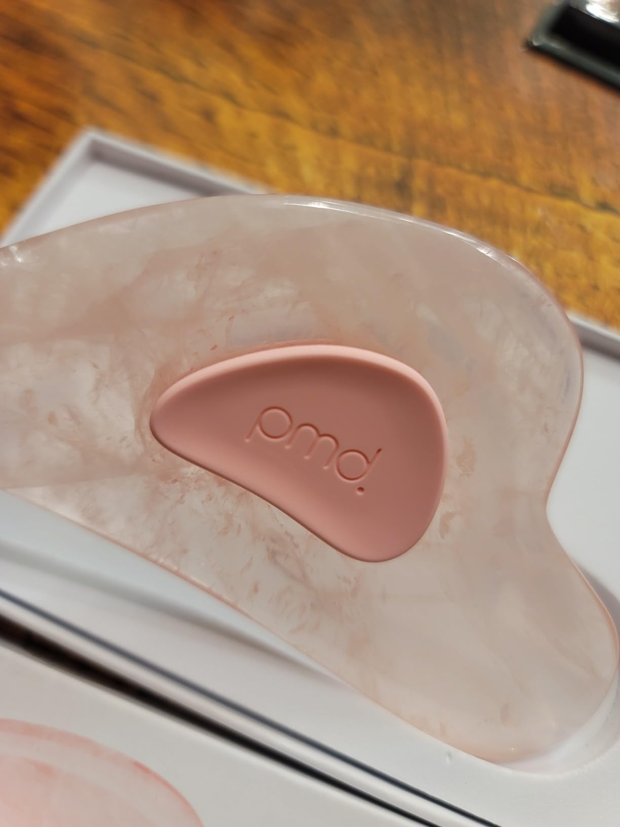 PMD Beauty Gua Sha - Massaging, Sculpting, and Depuffing Tool - Custom Design with Genuine Rose Quartz Stone and Silicone Grip - Reduce Tension & Inflammation customer photo 2