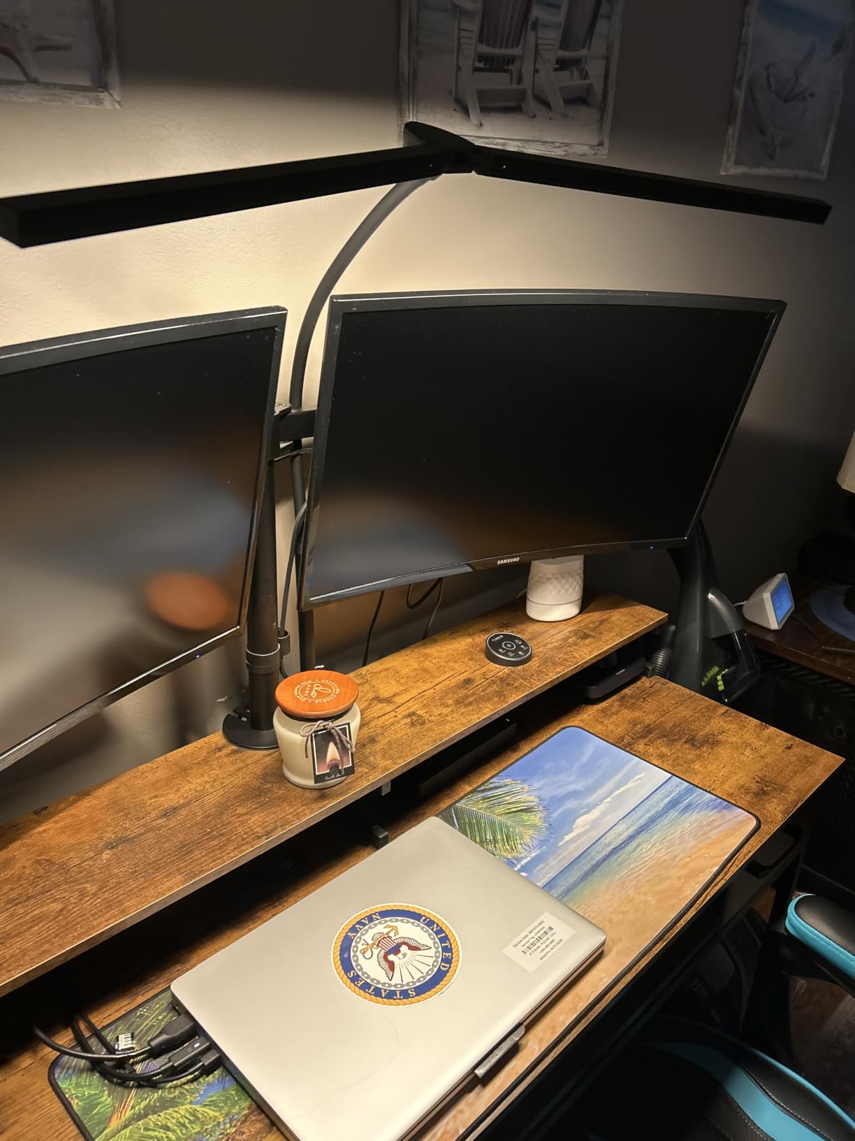 LED Desk Lamp for Office Home - Eye Caring Architect Lamp with Clamp, Dual Screen Computer Monitor Work Smart Light: 24W 5 Color Flexible Adjustable Lighting Table Lamp for Study Drafting customer photo 1