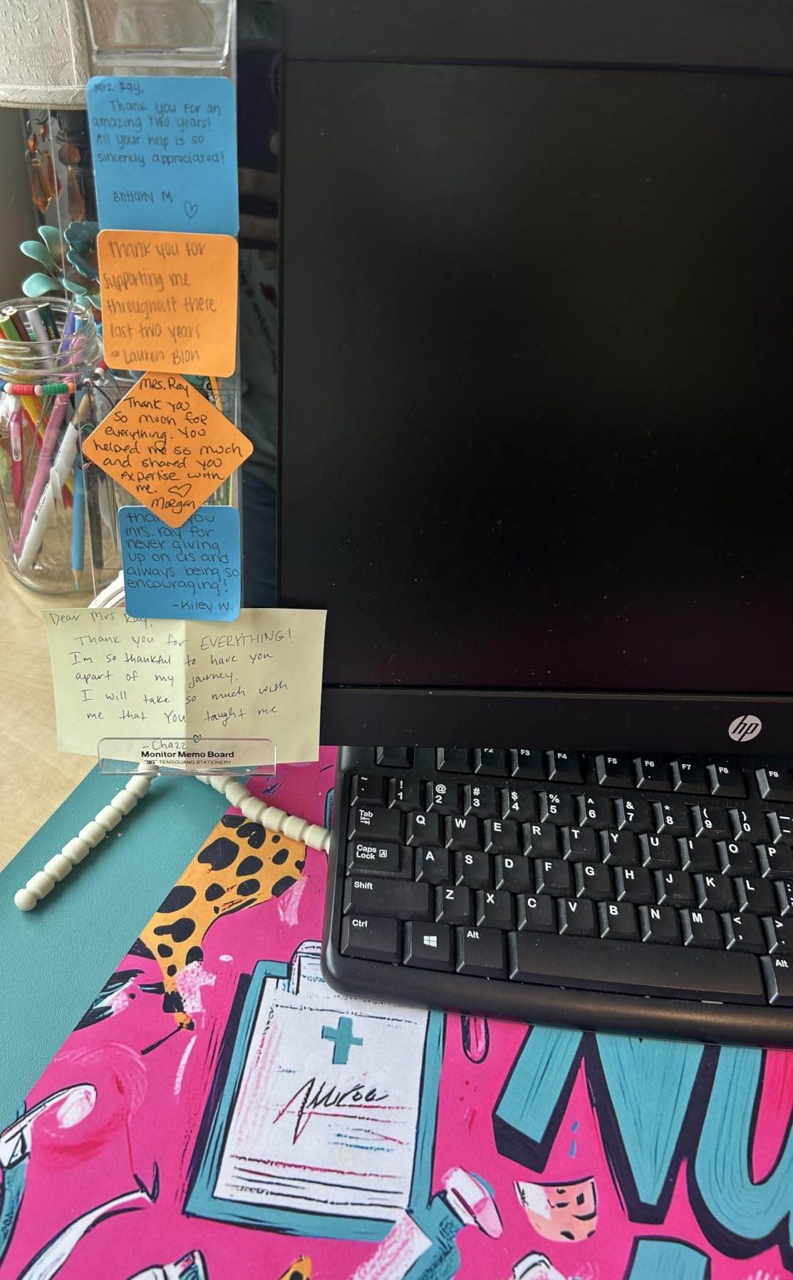 MDOZQ Office Desk Accessories 2pcs Computer Monitor Memo Board Office Supplies | Computer Monitor Memo Board Computer Sticky Note Holder customer photo 1