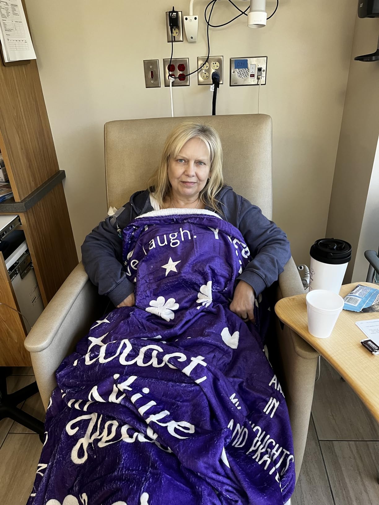 Chemo Care Package, Cancer Care Gifts for Women with Blanket, Socks, Journal, Tumbler (Purple) customer photo 2